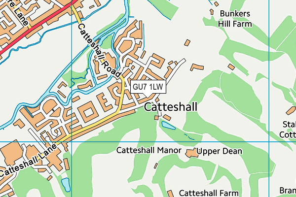 GU7 1LW map - OS VectorMap District (Ordnance Survey) GU7 1LW map - OS VectorMap District (Ordnance Survey)