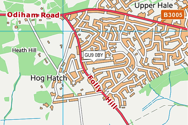 GU9 0BY map - OS VectorMap District (Ordnance Survey)