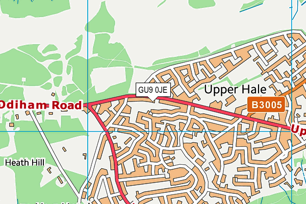 GU9 0JE map - OS VectorMap District (Ordnance Survey) GU9 0JE map - OS VectorMap District (Ordnance Survey)