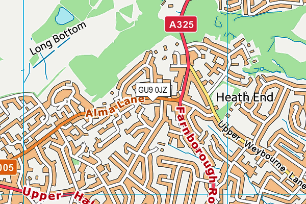 GU9 0JZ map - OS VectorMap District (Ordnance Survey) GU9 0JZ map - OS VectorMap District (Ordnance Survey)