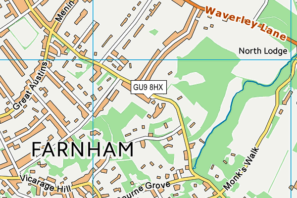 GU9 8HX map - OS VectorMap District (Ordnance Survey) GU9 8HX map - OS VectorMap District (Ordnance Survey)