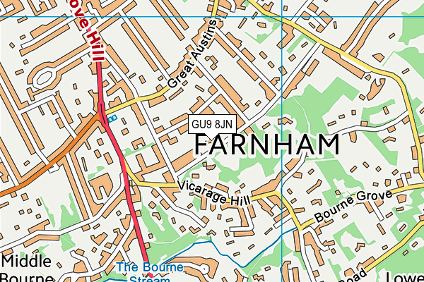 GU9 8JN map - OS VectorMap District (Ordnance Survey) GU9 8JN map - OS VectorMap District (Ordnance Survey)