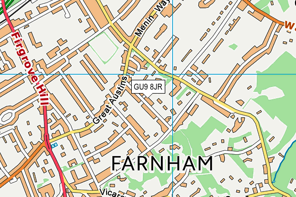 GU9 8JR map - OS VectorMap District (Ordnance Survey) GU9 8JR map - OS VectorMap District (Ordnance Survey)