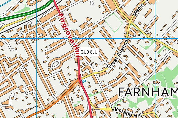 GU9 8JU map - OS VectorMap District (Ordnance Survey) GU9 8JU map - OS VectorMap District (Ordnance Survey)