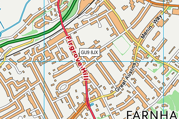 GU9 8JX map - OS VectorMap District (Ordnance Survey) GU9 8JX map - OS VectorMap District (Ordnance Survey)