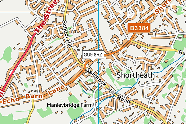 GU9 8RZ map - OS VectorMap District (Ordnance Survey) GU9 8RZ map - OS VectorMap District (Ordnance Survey)