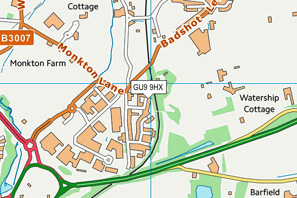 GU9 9HX map - OS VectorMap District (Ordnance Survey)