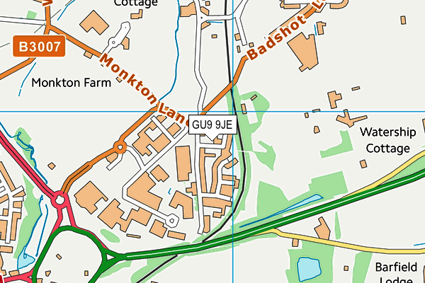 GU9 9JE map - OS VectorMap District (Ordnance Survey) GU9 9JE map - OS VectorMap District (Ordnance Survey)