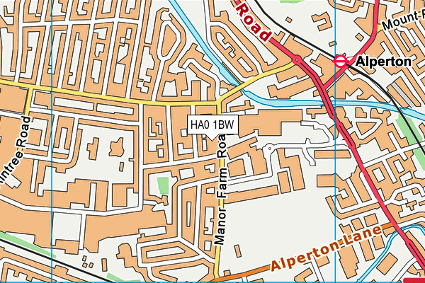 HA0 1BW map - OS VectorMap District (Ordnance Survey)