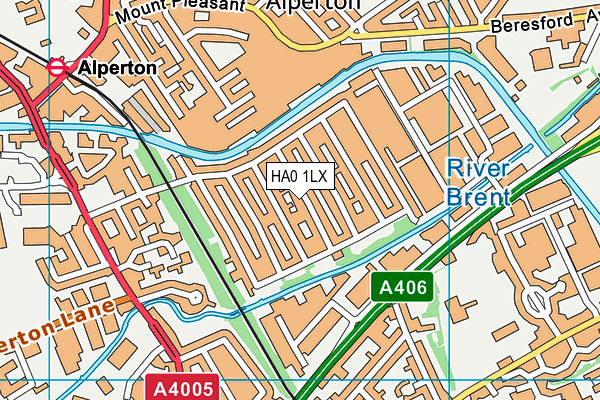 HA0 1LX map - OS VectorMap District (Ordnance Survey)