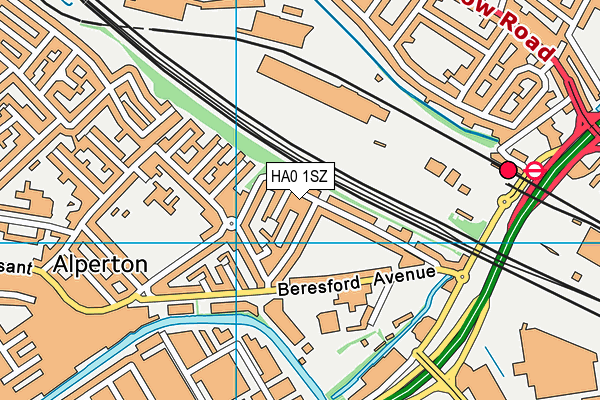 HA0 1SZ map - OS VectorMap District (Ordnance Survey) HA0 1SZ map - OS VectorMap District (Ordnance Survey)