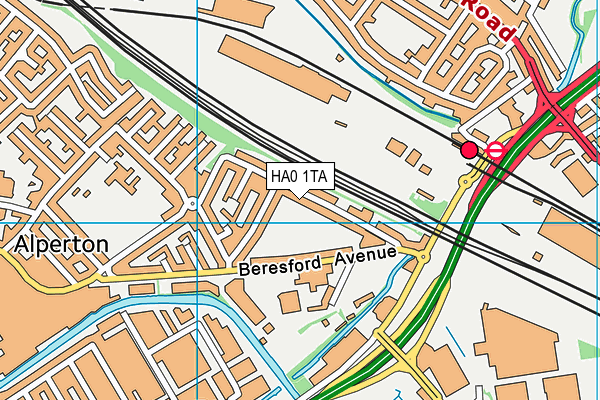 HA0 1TA map - OS VectorMap District (Ordnance Survey) HA0 1TA map - OS VectorMap District (Ordnance Survey)