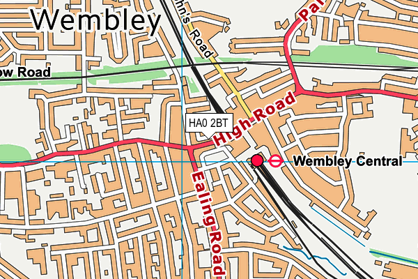 HA0 2BT map - OS VectorMap District (Ordnance Survey) HA0 2BT map - OS VectorMap District (Ordnance Survey)