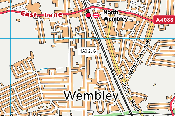 HA0 2JG map - OS VectorMap District (Ordnance Survey) HA0 2JG map - OS VectorMap District (Ordnance Survey)