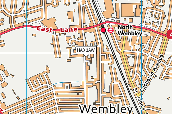 HA0 3AW map - OS VectorMap District (Ordnance Survey)
