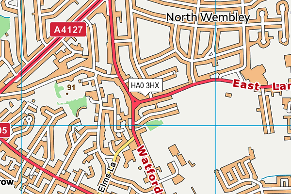 HA0 3HX map - OS VectorMap District (Ordnance Survey) HA0 3HX map - OS VectorMap District (Ordnance Survey)