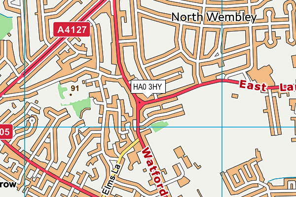 HA0 3HY map - OS VectorMap District (Ordnance Survey) HA0 3HY map - OS VectorMap District (Ordnance Survey)