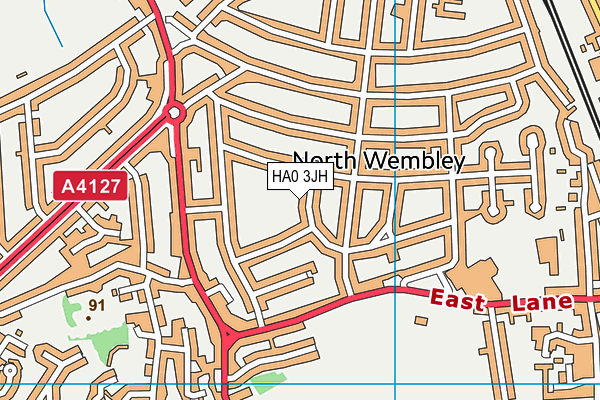 HA0 3JH map - OS VectorMap District (Ordnance Survey)