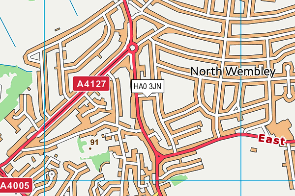 HA0 3JN map - OS VectorMap District (Ordnance Survey) HA0 3JN map - OS VectorMap District (Ordnance Survey)