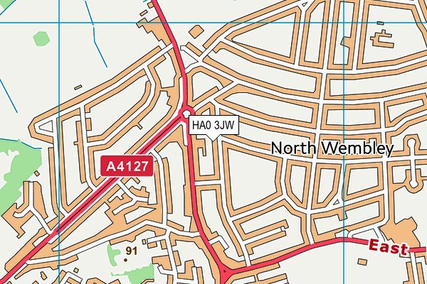 HA0 3JW map - OS VectorMap District (Ordnance Survey)