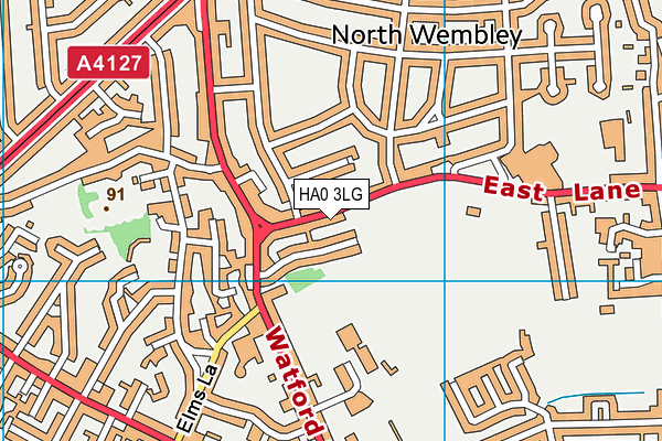 HA0 3LG map - OS VectorMap District (Ordnance Survey)