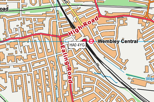 HA0 4YG map - OS VectorMap District (Ordnance Survey)