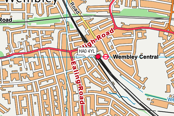 HA0 4YL map - OS VectorMap District (Ordnance Survey) HA0 4YL map - OS VectorMap District (Ordnance Survey)