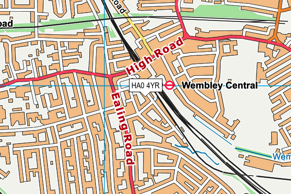 HA0 4YR map - OS VectorMap District (Ordnance Survey)