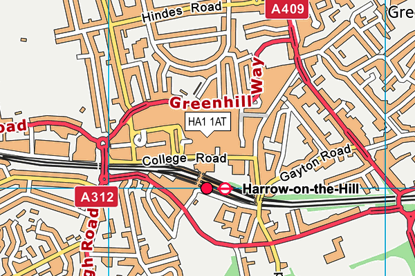 HA1 1AT map - OS VectorMap District (Ordnance Survey)