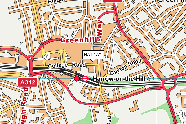 HA1 1AY map - OS VectorMap District (Ordnance Survey)