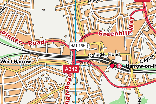 HA1 1BH map - OS VectorMap District (Ordnance Survey)