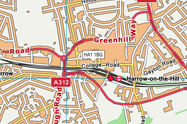 HA1 1BQ map - OS VectorMap District (Ordnance Survey)