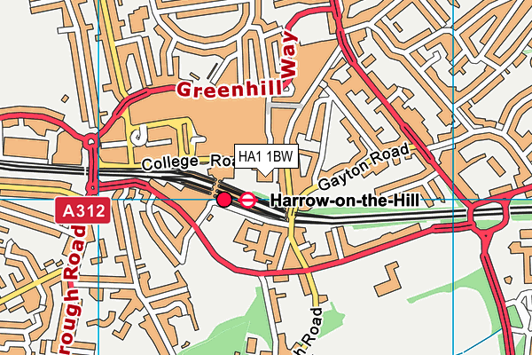 HA1 1BW map - OS VectorMap District (Ordnance Survey) HA1 1BW map - OS VectorMap District (Ordnance Survey)