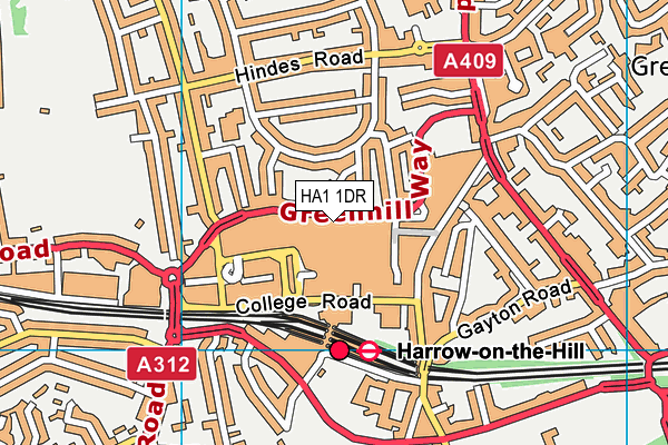 HA1 1DR map - OS VectorMap District (Ordnance Survey) HA1 1DR map - OS VectorMap District (Ordnance Survey)