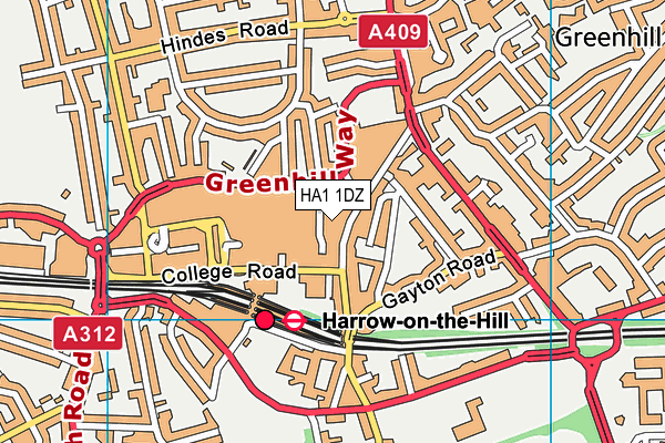 HA1 1DZ map - OS VectorMap District (Ordnance Survey) HA1 1DZ map - OS VectorMap District (Ordnance Survey)