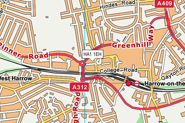 HA1 1EH map - OS VectorMap District (Ordnance Survey) HA1 1EH map - OS VectorMap District (Ordnance Survey)