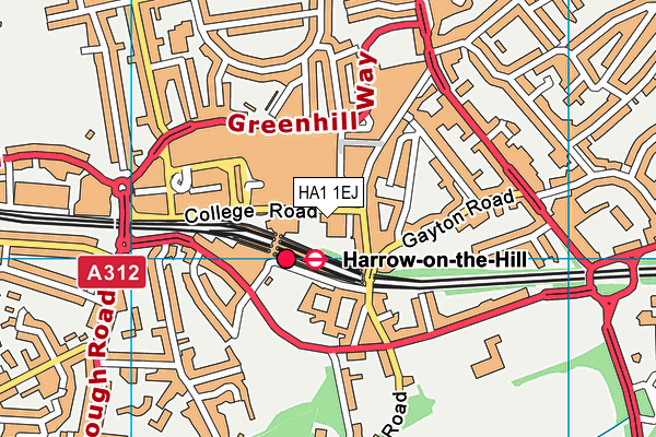 HA1 1EJ map - OS VectorMap District (Ordnance Survey) HA1 1EJ map - OS VectorMap District (Ordnance Survey)