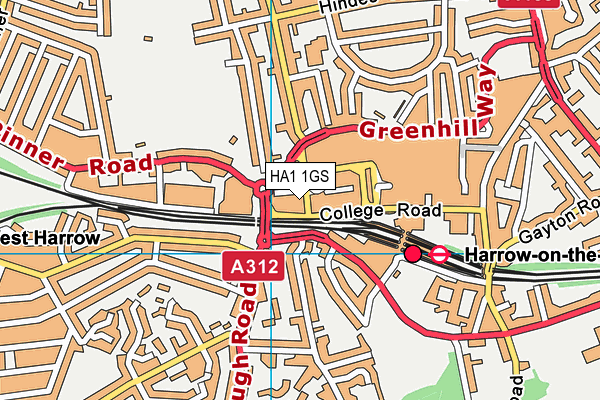 HA1 1GS map - OS VectorMap District (Ordnance Survey) HA1 1GS map - OS VectorMap District (Ordnance Survey)