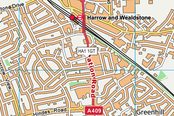 HA1 1GT map - OS VectorMap District (Ordnance Survey) HA1 1GT map - OS VectorMap District (Ordnance Survey)