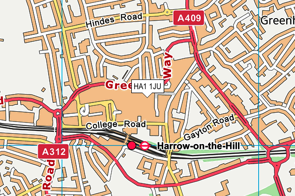 HA1 1JU map - OS VectorMap District (Ordnance Survey) HA1 1JU map - OS VectorMap District (Ordnance Survey)