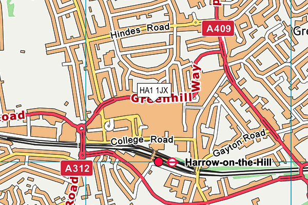HA1 1JX map - OS VectorMap District (Ordnance Survey) HA1 1JX map - OS VectorMap District (Ordnance Survey)