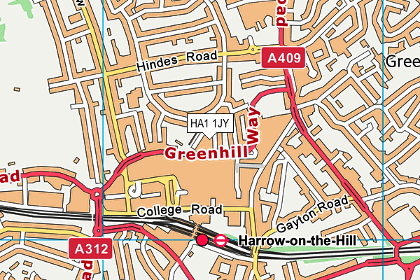 HA1 1JY map - OS VectorMap District (Ordnance Survey) HA1 1JY map - OS VectorMap District (Ordnance Survey)