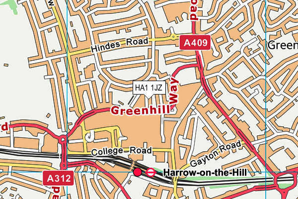 HA1 1JZ map - OS VectorMap District (Ordnance Survey) HA1 1JZ map - OS VectorMap District (Ordnance Survey)