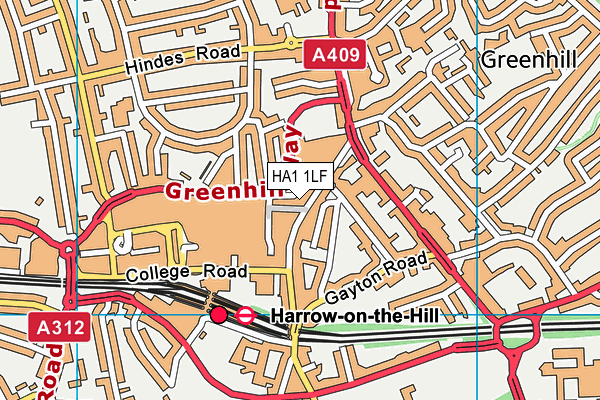 HA1 1LF map - OS VectorMap District (Ordnance Survey)
