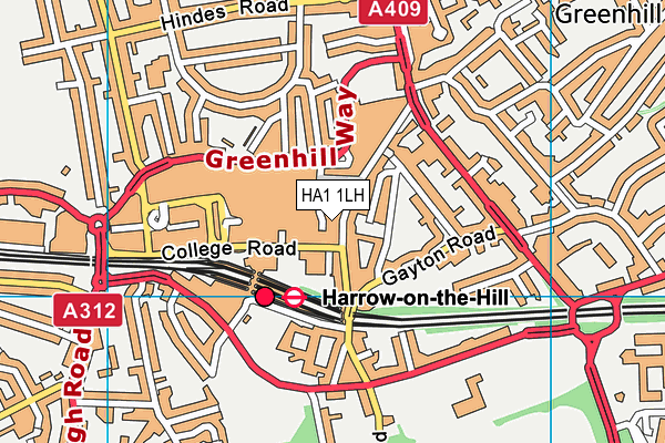 HA1 1LH map - OS VectorMap District (Ordnance Survey) HA1 1LH map - OS VectorMap District (Ordnance Survey)