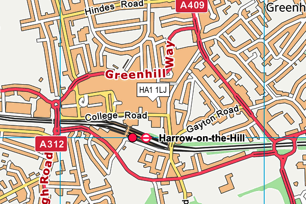 HA1 1LJ map - OS VectorMap District (Ordnance Survey) HA1 1LJ map - OS VectorMap District (Ordnance Survey)