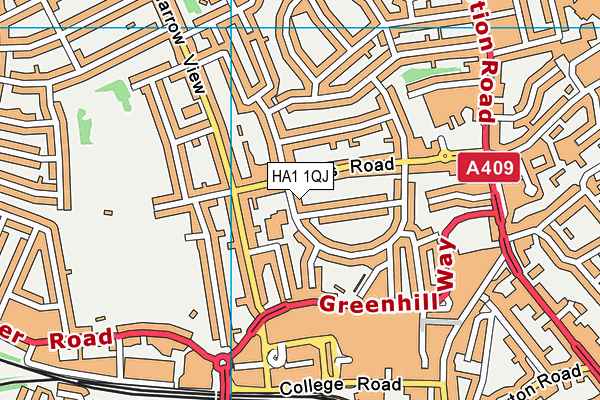 HA1 1QJ map - OS VectorMap District (Ordnance Survey)
