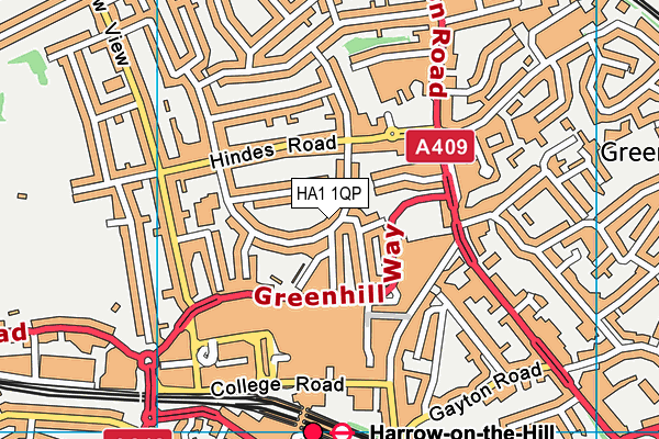HA1 1QP map - OS VectorMap District (Ordnance Survey)