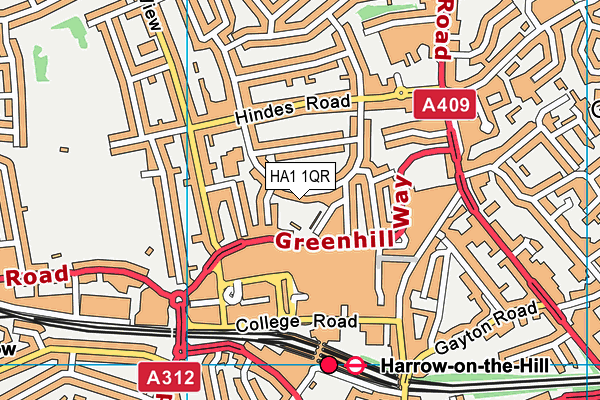 HA1 1QR map - OS VectorMap District (Ordnance Survey)