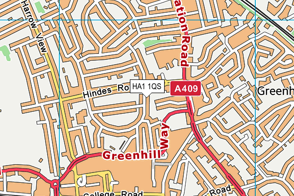 HA1 1QS map - OS VectorMap District (Ordnance Survey) HA1 1QS map - OS VectorMap District (Ordnance Survey)